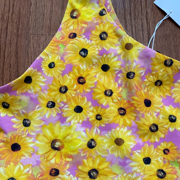 NWT Zara cropped one shoulder retro sunflower print top - Picture 7 of 8